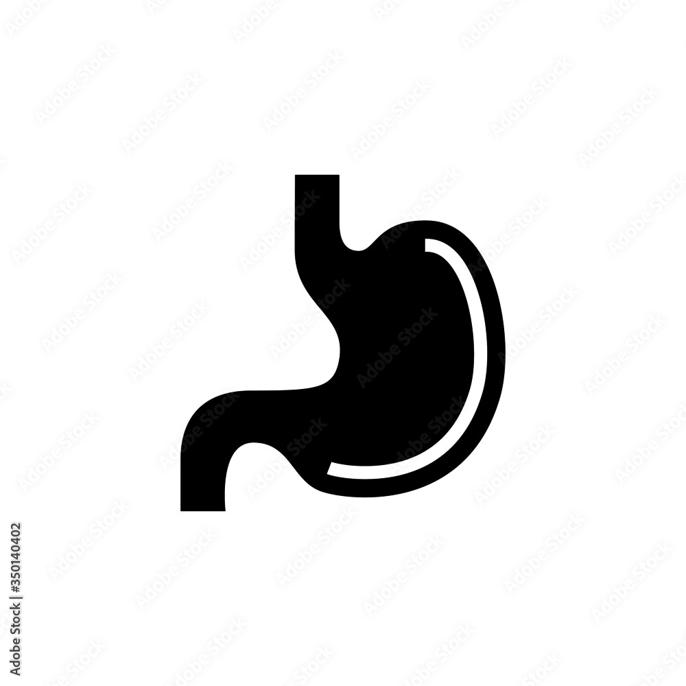 Stomach vector icon in black flat shape design isolated on white background Stomach vector icon in black flat shape design isolated on white background