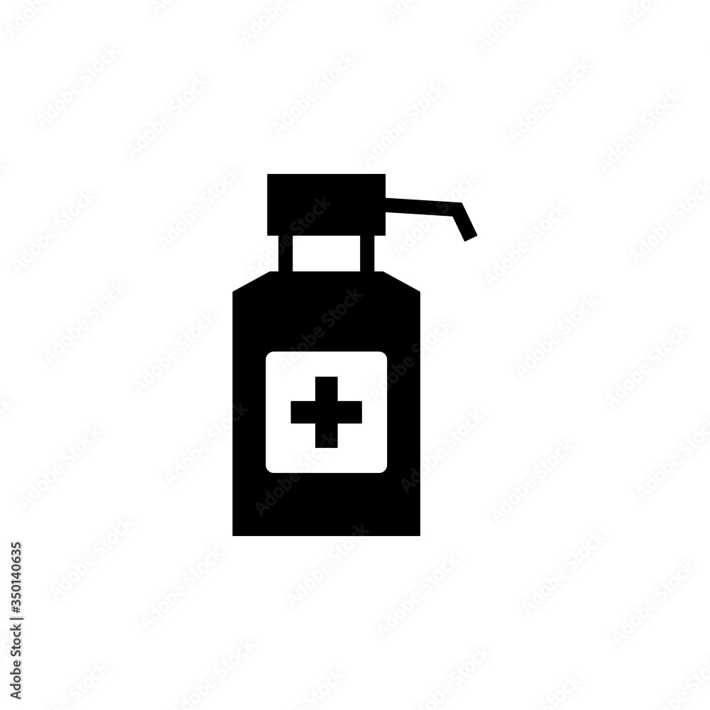 Antiseptic icon vector in black flat shape design isolated on white background Antiseptic icon vector in black flat shape design isolated on white background