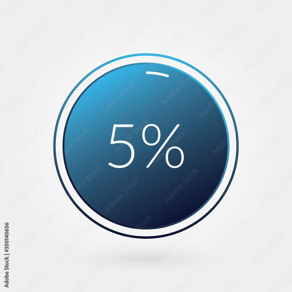 5 percent circle chart, isolated symbol. Vector blue gradient element. Infographic sign. Illustration, icon for business, finance, report, web design, downloading 5 percent circle chart, isolated symbol. Vector blue gradient element. Infographic sign. Illustration, icon for business, finance, report, web design, downloading
