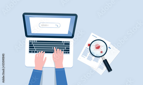 Flat illustration virus research and learning concept