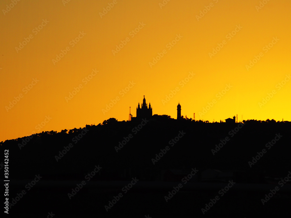 Tibidabo silhouette at sunset