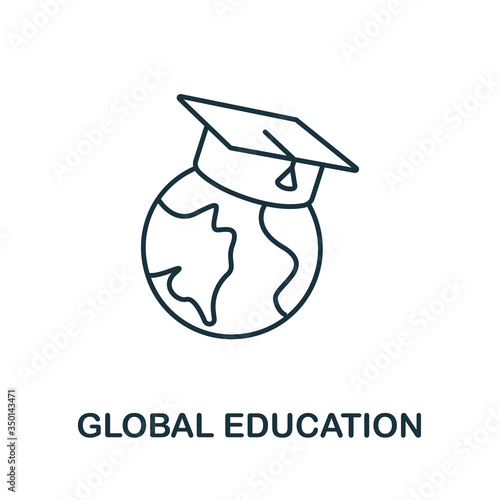 Global Education icon from education collection. Simple line Global Education icon for templates, web design and infographics