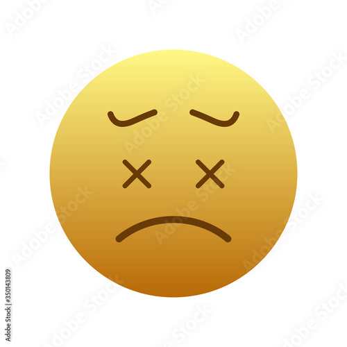 X-shaped eyes emoji isolated on white background. Persevering face emoticon symbol modern, simple, vector, icon for website design, mobile app, ui. Vector Illustration