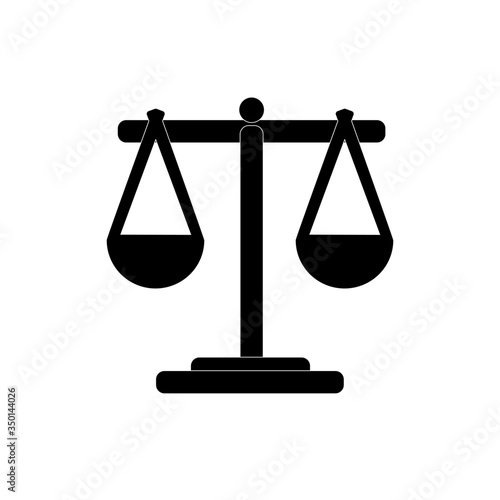 Balance scale silhouette vector flat icon. Isolated weight scale, scaling, weighing illustration. Justice scale icon design for logo, print, card, banner, pharmacy