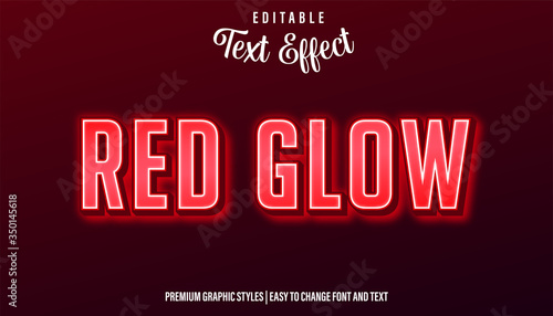 Red Glow Neon Style Editable Text Effect Premium Eps