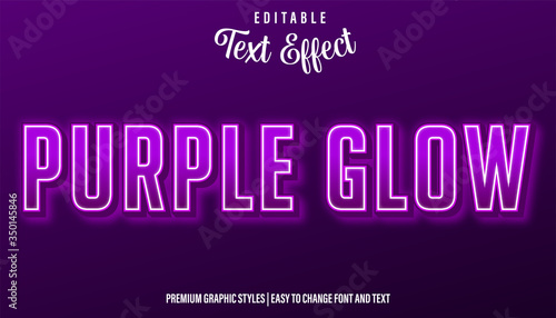 Purple Glow Neon Style Editable Text Effect Premium Eps