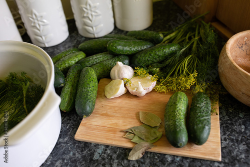 fresh cucumbers and dill