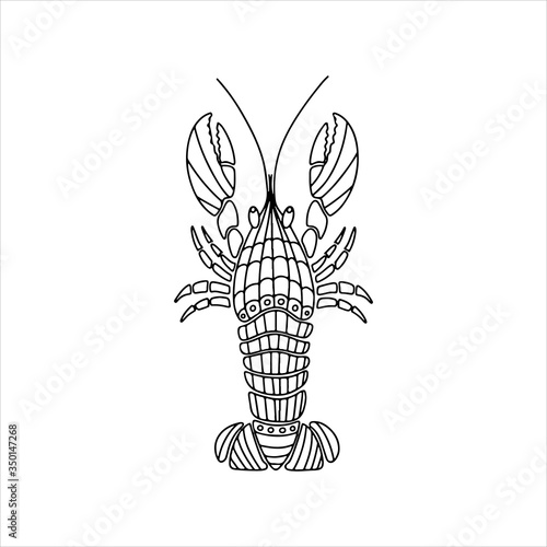 Hand drawn lobster logo. Vector doodle style illustration lobster isolated on white background. Healthy seafood. Design for restaurant menu, banner, print, card, invitation, coloring book