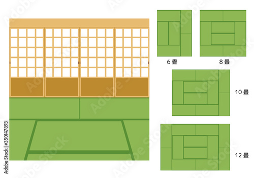 障子と畳の敷き方　和室　イラスト