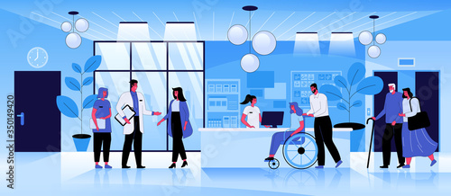Medical center reception flat vector illustration