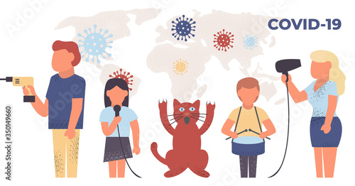 Coronavirus. Novel coronavirus (COVID-19). Family at home. Concept of coronavirus quarantine