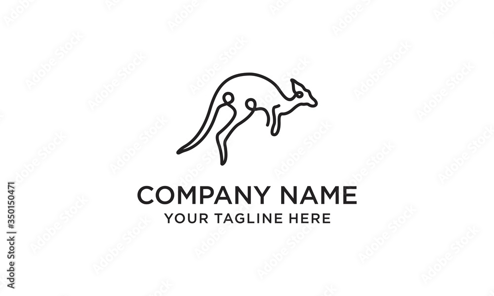 kangaroo logo vector icon illustration line outline monoline