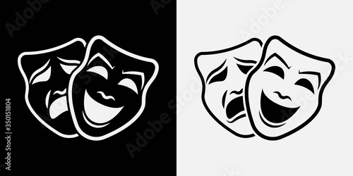 Theater masks. Vector illustration. icon photo