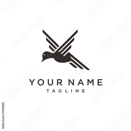 bird  leaf logo vector icon line art outline template