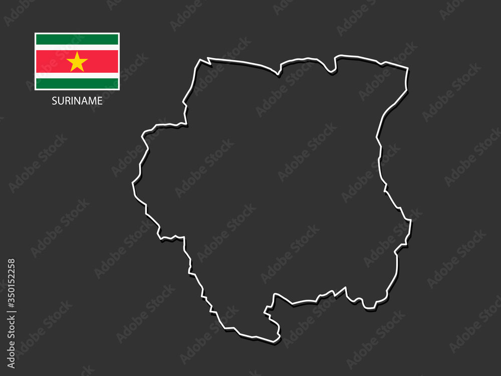 Fototapeta premium vector Suriname map thin line style.