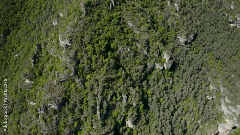 Drone flying above the Tarn river, south of france, occitanie