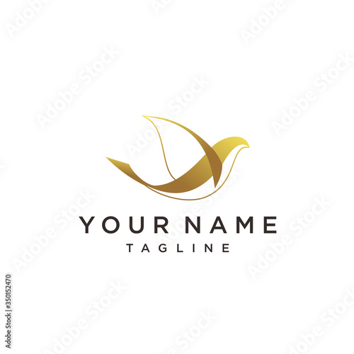 bird  leaf logo vector icon line art outline template