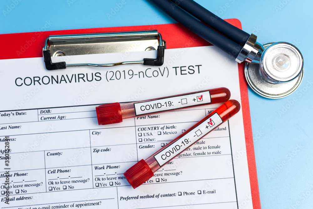 Pandemic COVID-19, Coronavirus. Nobody. Medical supplies on blue background Pandemic COVID-19, Coronavirus. Nobody. Medical supplies on blue background