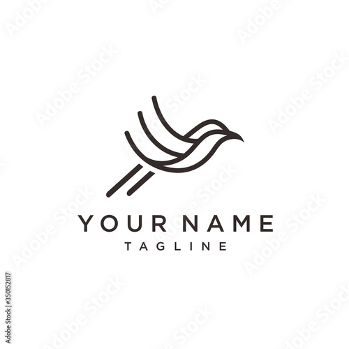 bird  leaf logo vector icon line art outline template