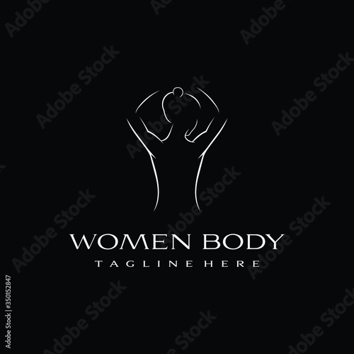 Woman body logo design. Awesome a woman body woman silhoutte. A woman body logotype.