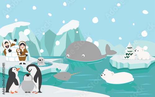 Cartoon wild North pole arctic animal