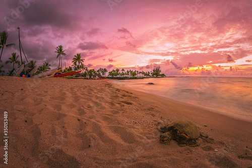 Sunset at the beach on Big Island of Hawaii