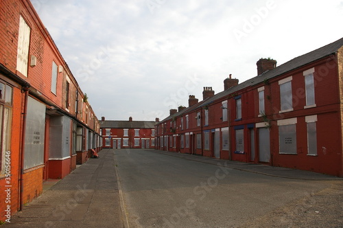 Boarded up terraced houses in Salford