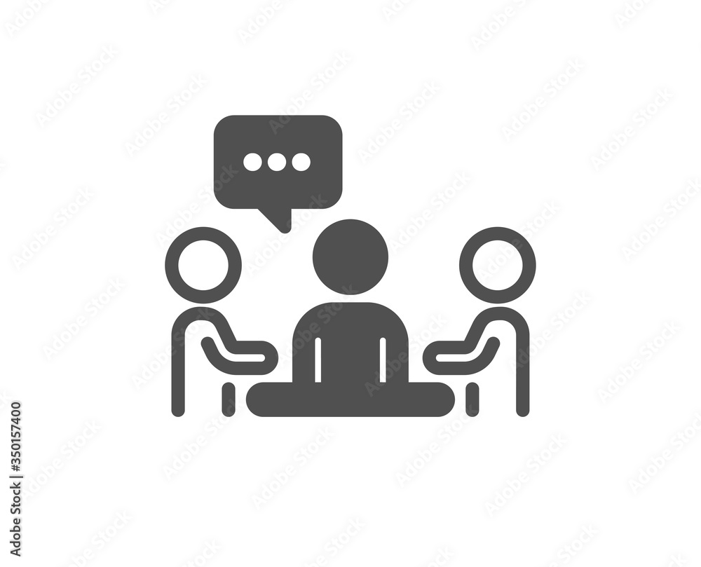 People chatting icon. Business seminar sign. Job meeting symbol. Classic flat style. Quality design element. Simple people chatting icon. Vector People chatting icon. Business seminar sign. Job meeting symbol. Classic flat style. Quality design element. Simple people chatting icon. Vector