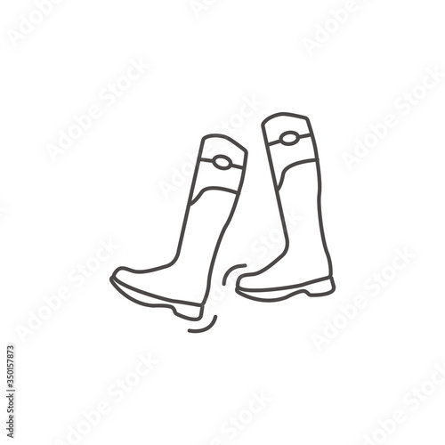 A boots for horse riding. Isolated outline vector flat icon for horse riding school.