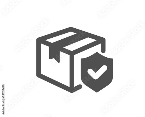 Parcel insurance icon. Risk coverage sign. Package delivery protection symbol. Classic flat style. Quality design element. Simple parcel insurance icon. Vector