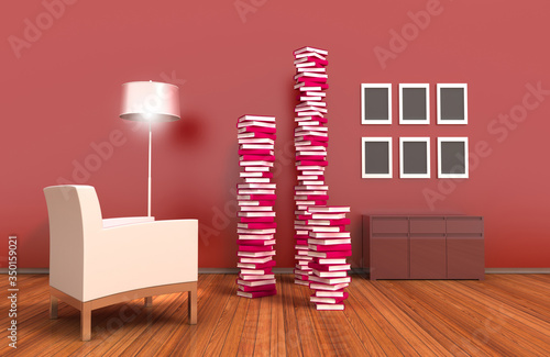 Abstract home interiors, original 3d rendering and models