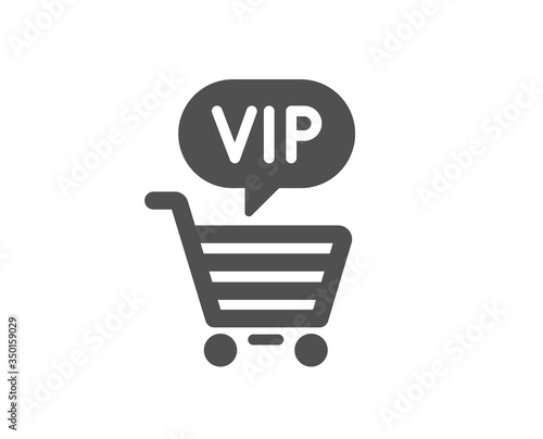 Vip shopping cart icon. Very important person sign. Member club privilege symbol. Classic flat style. Quality design element. Simple vip shopping icon. Vector