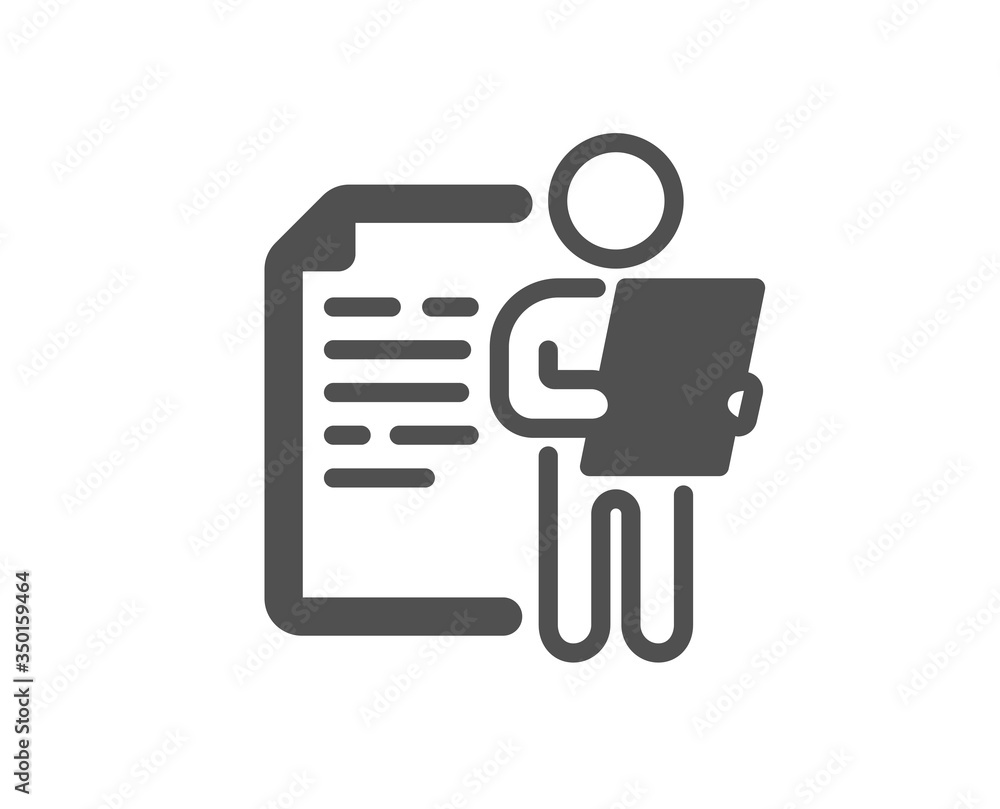 Job interview document icon. CV file page sign. Office workflow symbol. Classic flat style. Quality design element. Simple job interview icon. Vector Job interview document icon. CV file page sign. Office workflow symbol. Classic flat style. Quality design element. Simple job interview icon. Vector