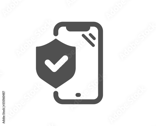 Phone insurance hand icon. Risk coverage sign. Device protection symbol. Classic flat style. Quality design element. Simple phone insurance icon. Vector