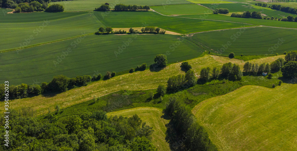 Amazing nature - beautiful farmland on a sunny day - aerial view