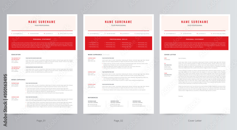 Professional Resume CV And Cover Letter Template Design
