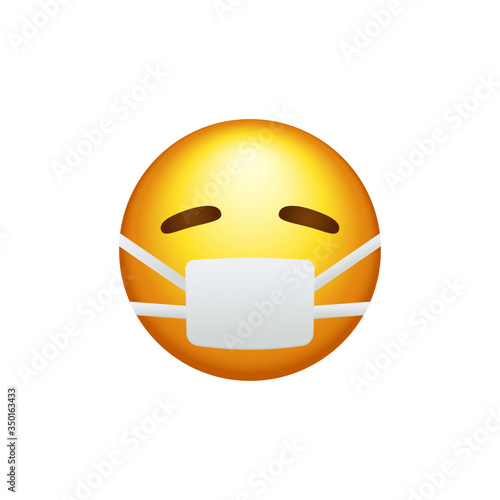 Face mask emoji.  Medical mask emoticon symbol. Vector Illustration