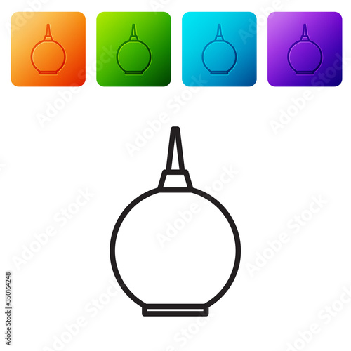 Black line Enema icon isolated on white background. Enema with a plastic tip. Medical pear. Set icons in color square buttons. Vector Illustration