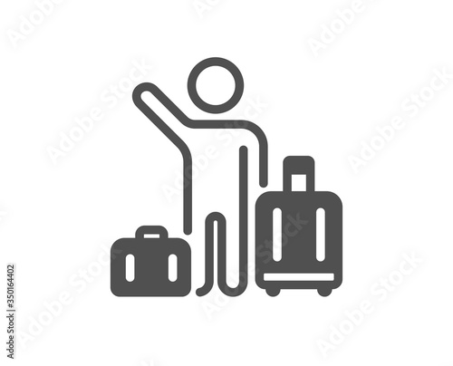 Baggage reclaim icon. Airport transfer sign. Flight bags symbol. Classic flat style. Quality design element. Simple airport transfer icon. Vector