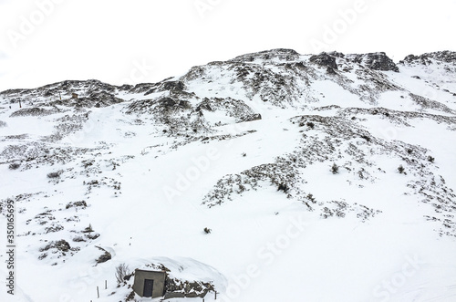 snow in the mountain and white sky  2