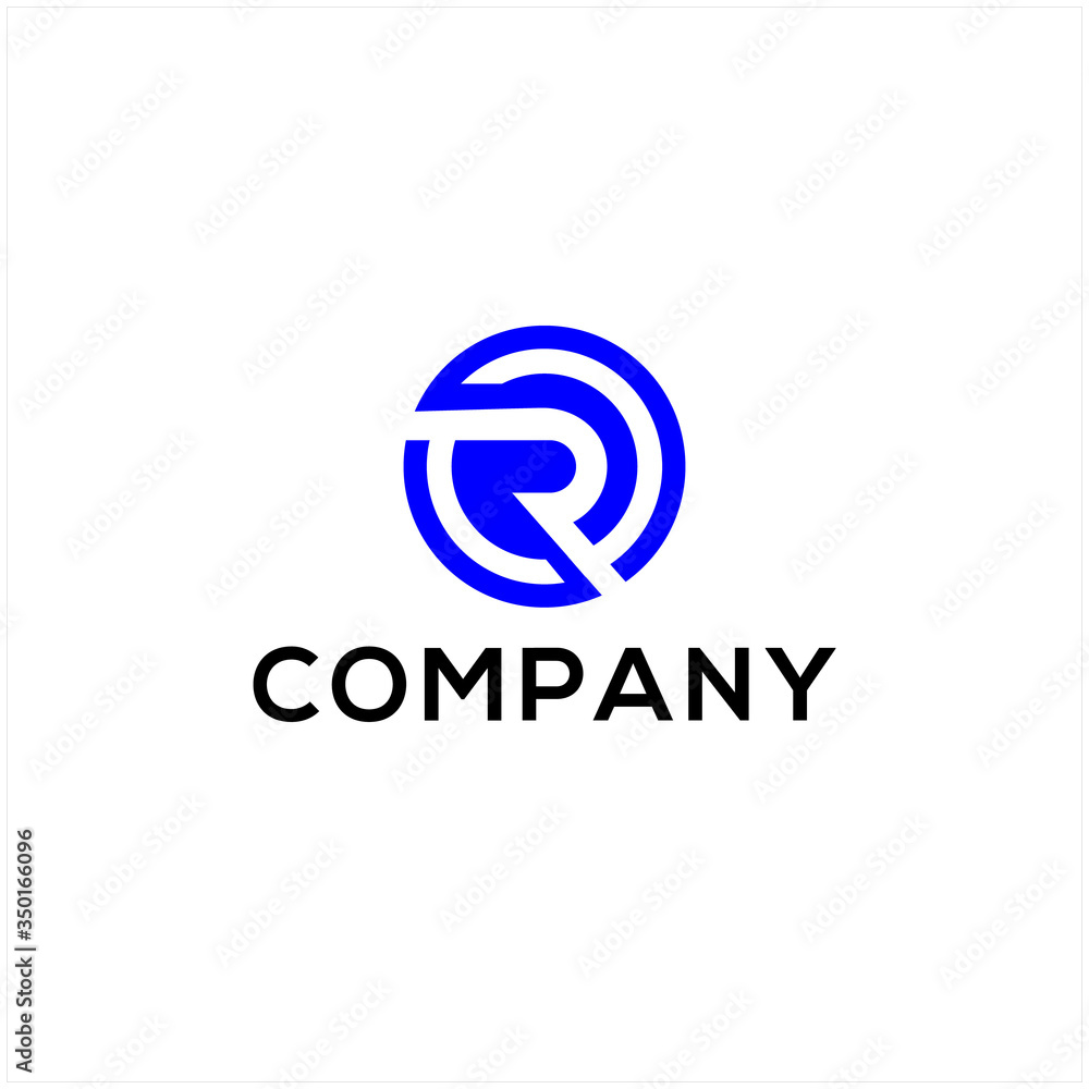Initial letter R circle, logo designs, simple and elegant