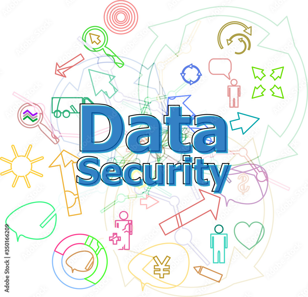 Text Data Security. Protection concept . Simple infographics thin line icons set Text Data Security. Protection concept . Simple infographics thin line icons set