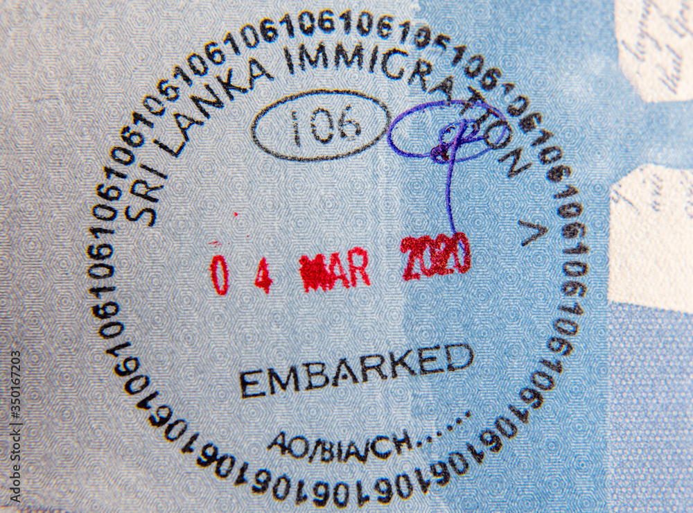Visa in a US passport for Sri Lanka