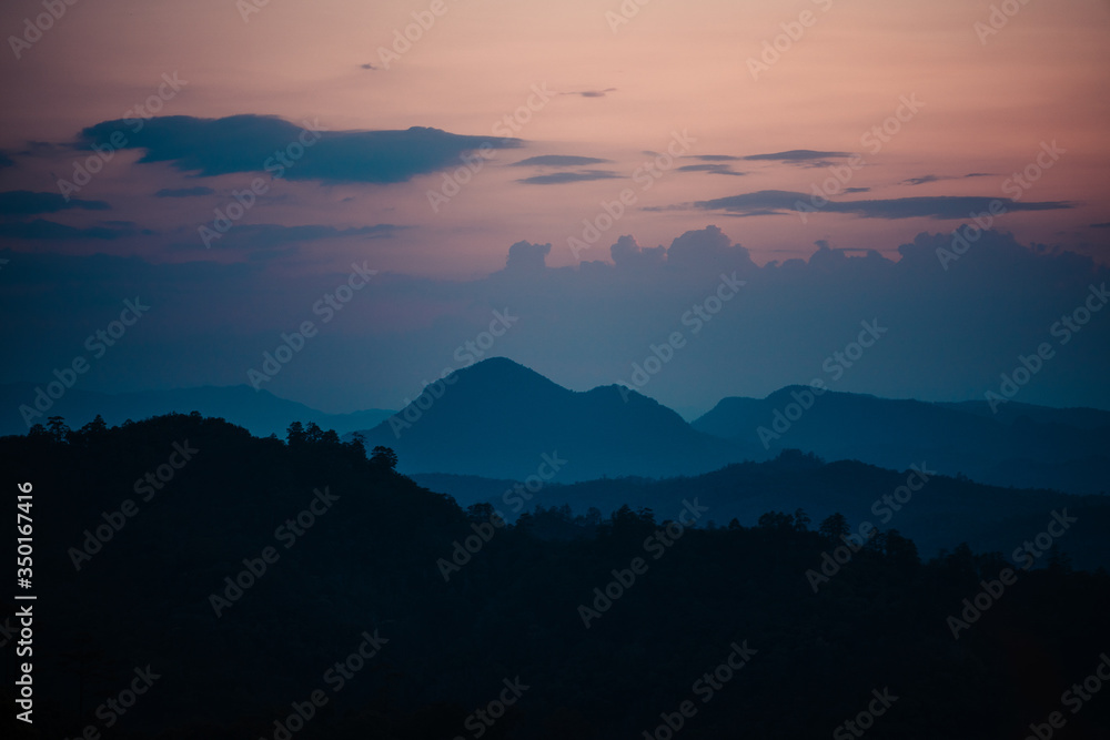 Sunset-Mountain in the evening Mountains and evening nature