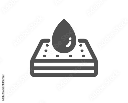 Waterproof mattress protector icon. Orthopedic pad sign. Breathable sleep bed symbol. Classic flat style. Quality design element. Simple waterproof mattress icon. Vector