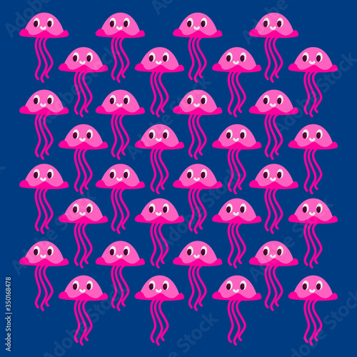 Cute cartoon Jellyfishes characters Pink design unique