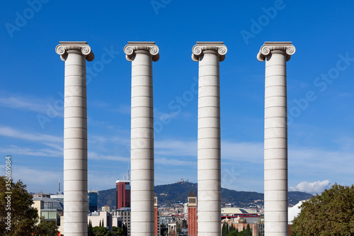 View of the famous Four Columns (Les Quatre Columnes) created by Josep Puig i Cadafalch. Barcelona, Spain photo