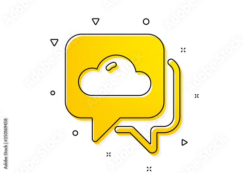 Clouds sign. Weather forecast icon. Cloudy sky symbol. Yellow circles pattern. Classic weather forecast icon. Geometric elements. Vector