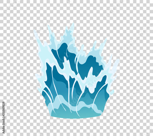 Vector frame water splash for game animation. Water explosion special effect fx animation frame on transparent background