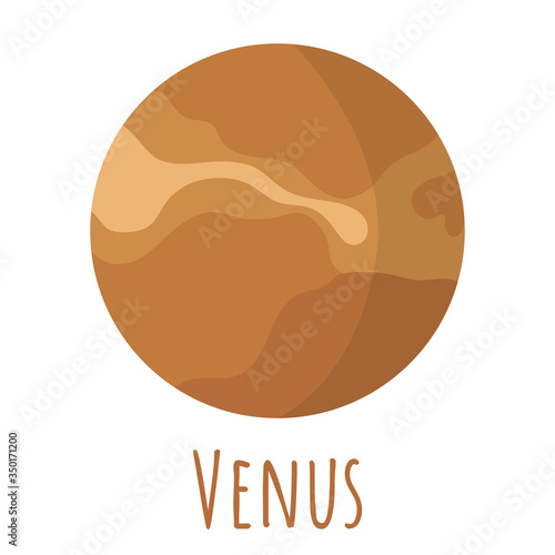 Venus planet for logo, outer space, planet for logo, outer space, symbol. Transparent shadow and lettering.